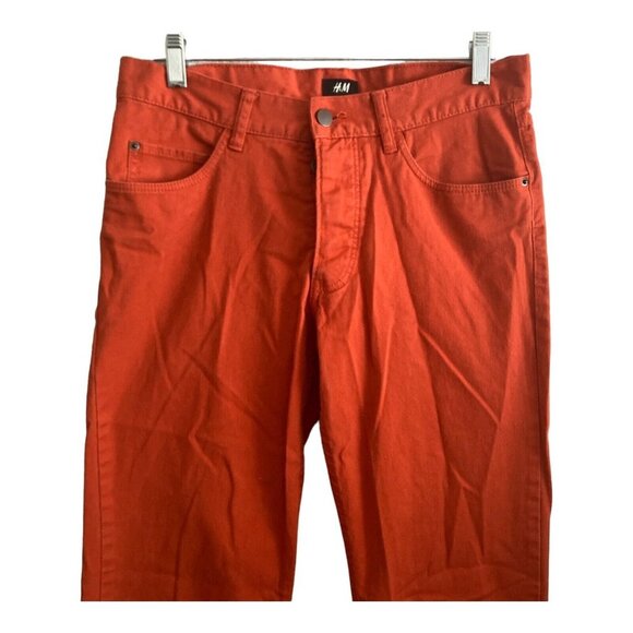 H&M Jeans Womens 29 Rusted Orange Button Fly Denim Stretch - Picture 9 of 12